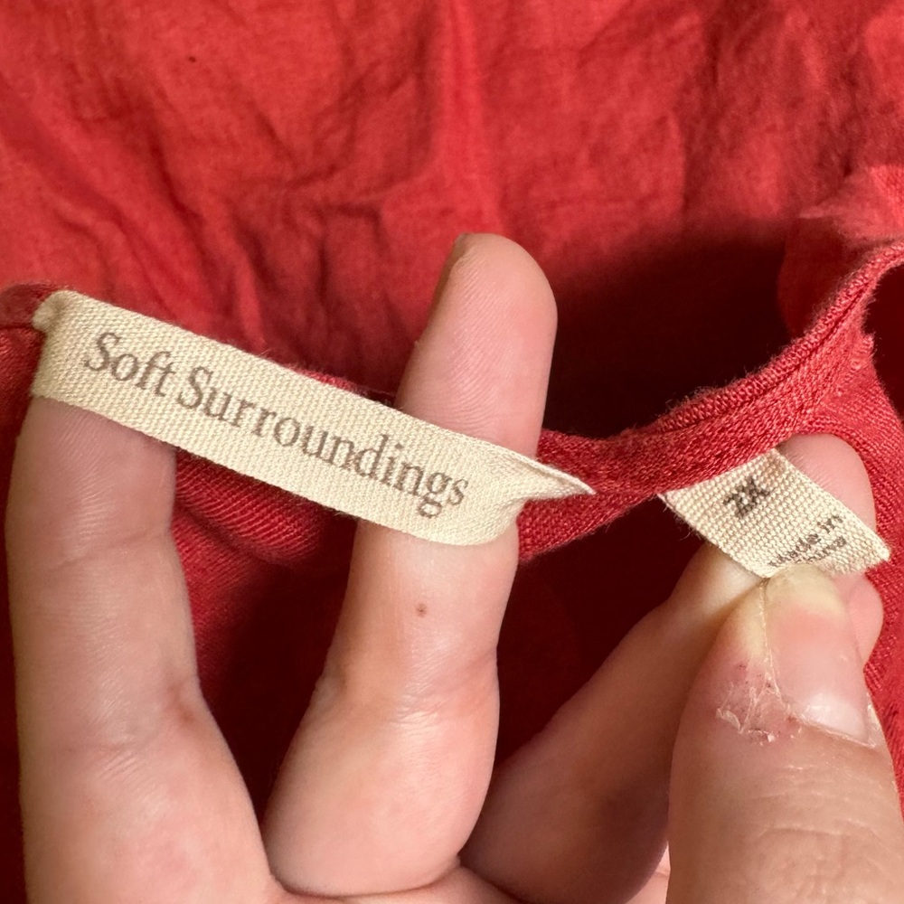 soft surroundings | 100% linen avonia wrap short sleeve top - Picture 2 of 3